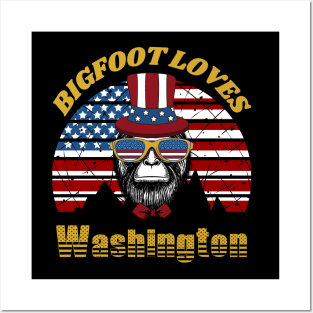 Bigfoot loves America and Washington Posters and Art